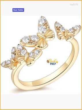 Adjustable Sterling Silver Moissanite Butterfly Open Ring Size 8